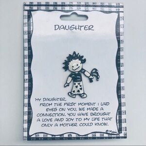 Charming Black and White Enamel Daughter Brooch